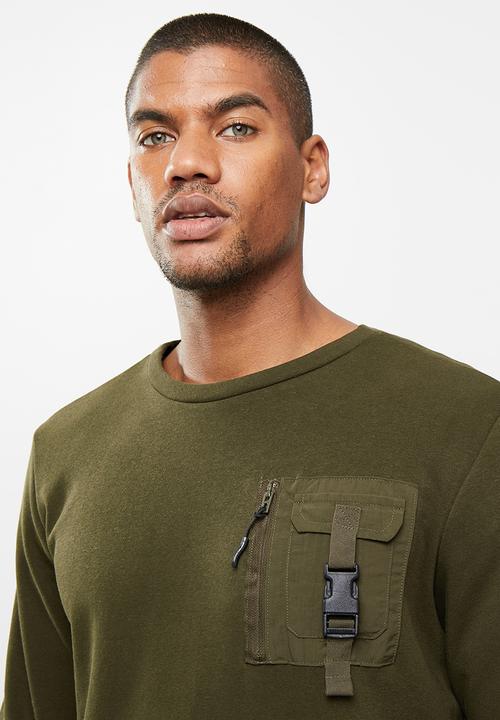 Brave Soul - Kravitz utility sweater - mid khaki