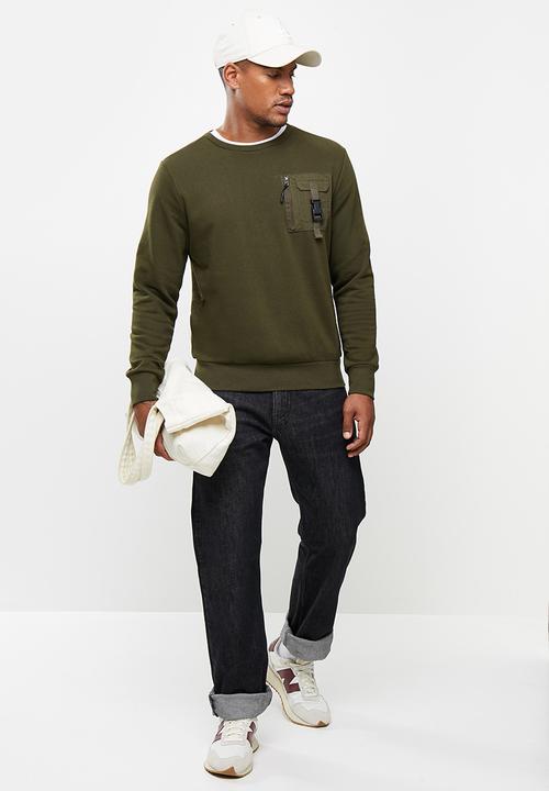 Brave Soul - Kravitz utility sweater - mid khaki