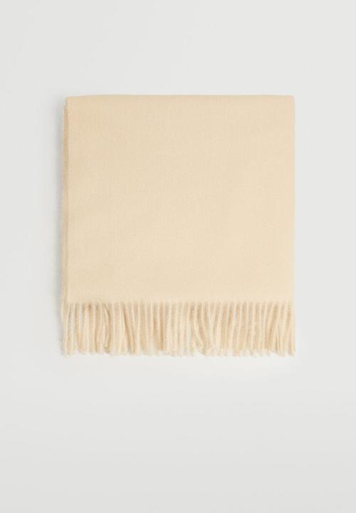 MANGO - Fringed edge scarf - ecru