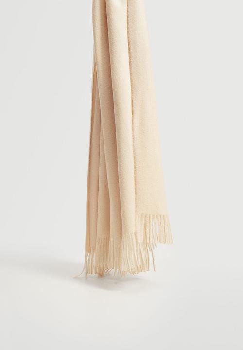 MANGO - Fringed edge scarf - ecru