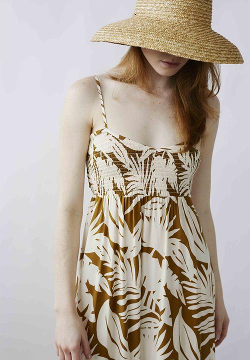 Me&B - Shirred bodice sun dress - big leaf print