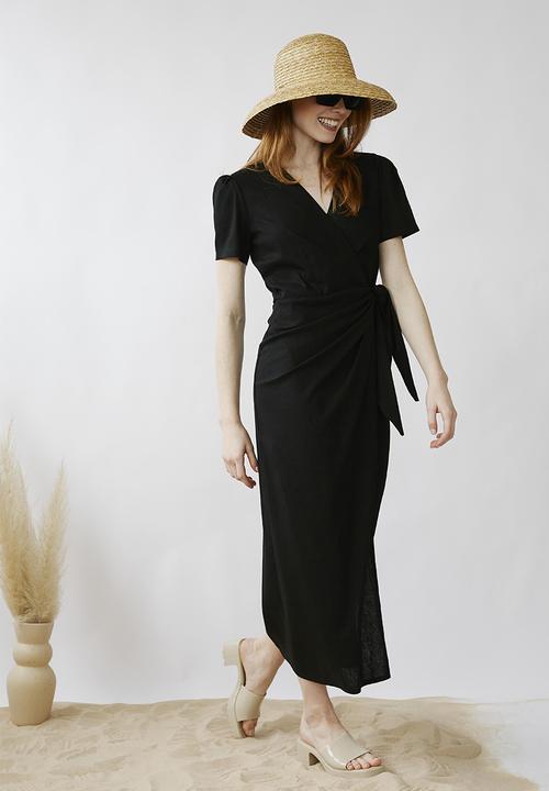 Me&B - Wrap linen dress - black