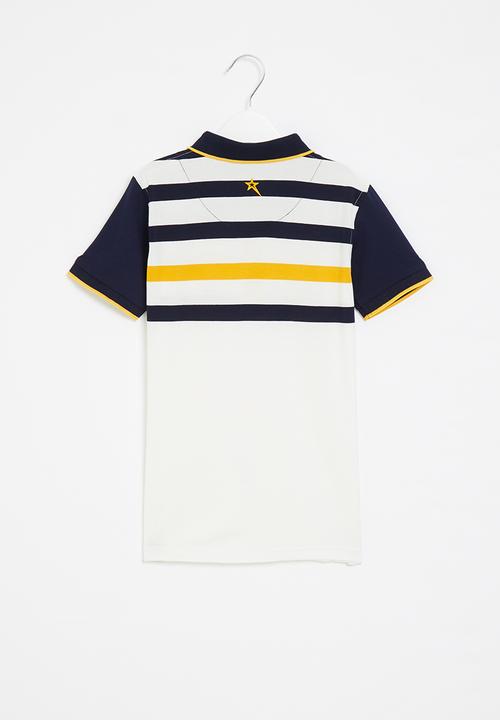 SOVIET - B solo y/dye stripe golfer - white