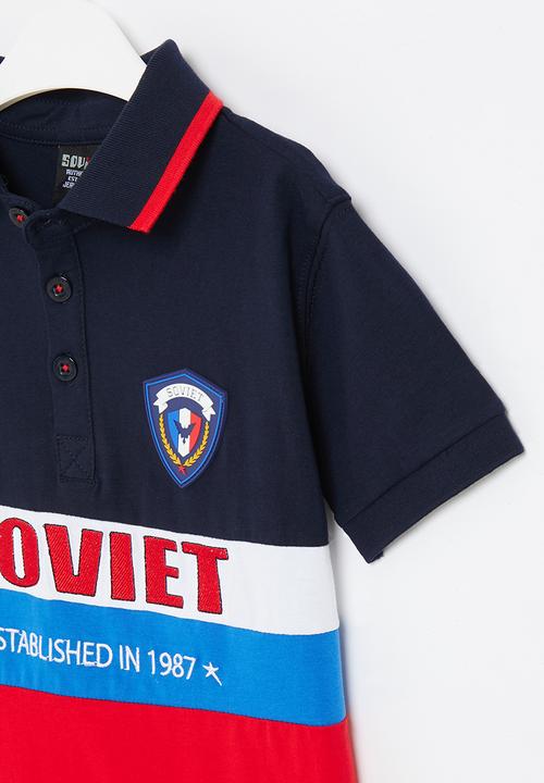 SOVIET - B delgado short sleeve fashion golfer - navy & red