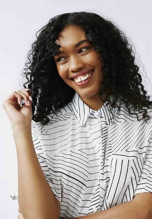 Me&B - Short shirtdress - black and white broken stripe