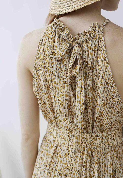 Me&B - Halter full maxi with belt detail - animal minimal