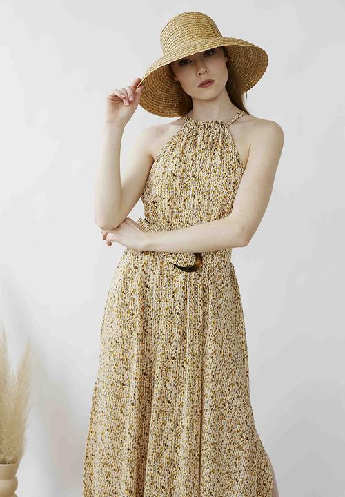 Me&B - Halter full maxi with belt detail - animal minimal