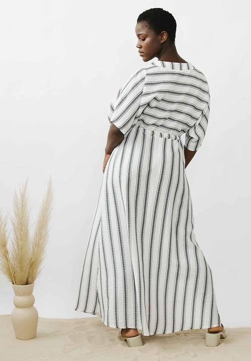 Me&B - Kaftan dress - black / white stripe