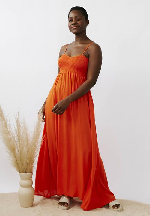 Me&B - Shirred bodice sun dress - coral