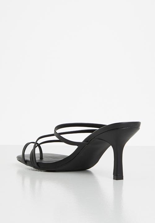 Missguided - Toe post mid heel mule - black