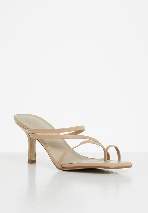 Missguided - Toe post mid heel mule - stone