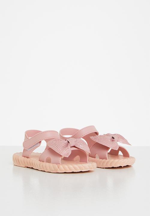 Pop Candy - Girls velcro strap bow sandal - pink