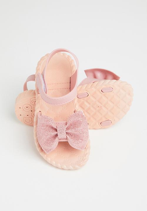 Pop Candy - Girls velcro strap bow sandal - pink
