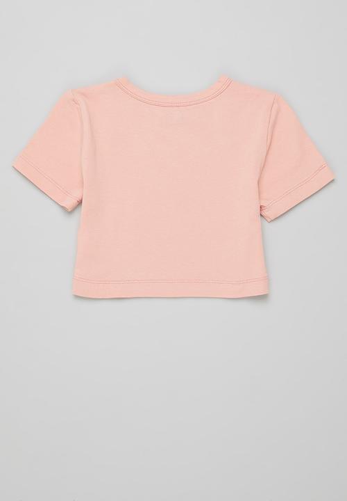 Rebel Republic - Older girls 2 pack fitted crop tee - pink & white
