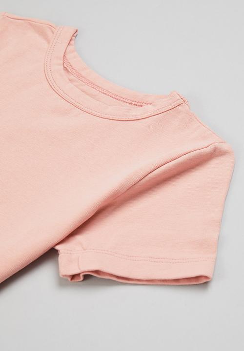 Rebel Republic - Older girls 2 pack fitted crop tee - pink & white