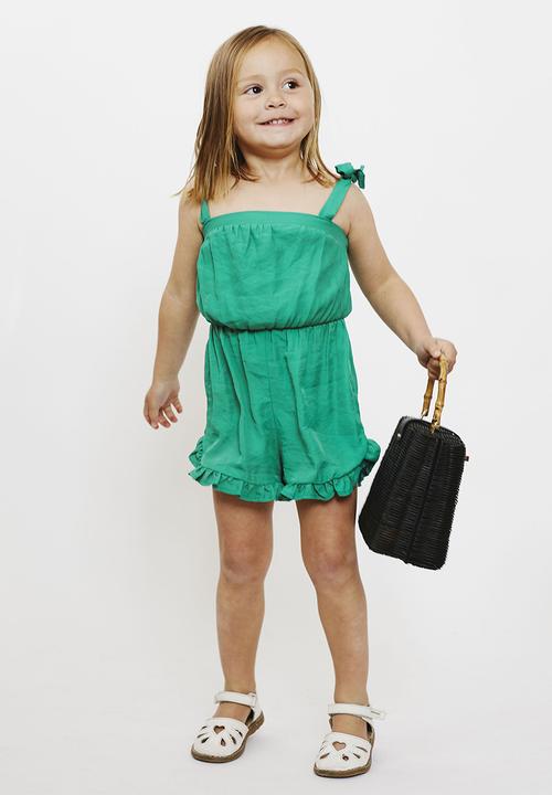 Me&B - Strappy shortall with frill detail - green