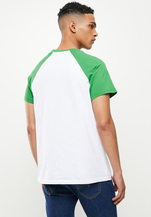 Aca Joe - Flock printed raglan tee - white/amazon green
