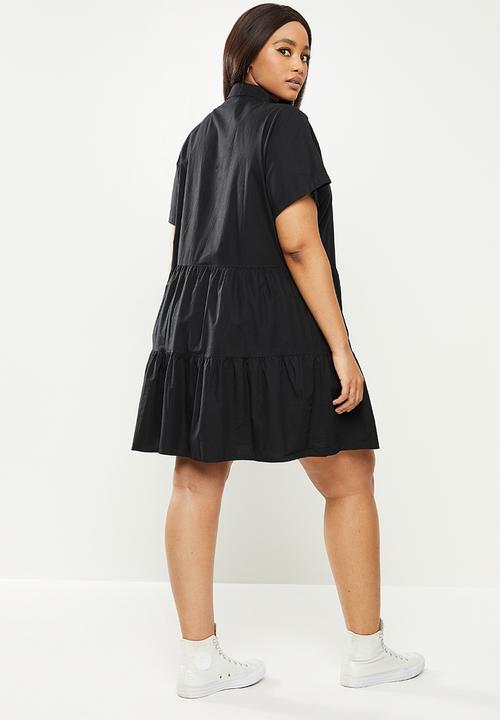 Cotton On - Curve woven nikki mini shirt dress - black
