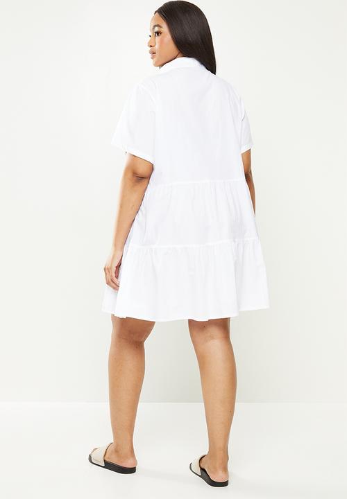 Cotton On - Curve woven nikki mini shirt dress - white