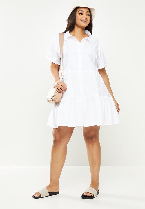 Cotton On - Curve woven nikki mini shirt dress - white