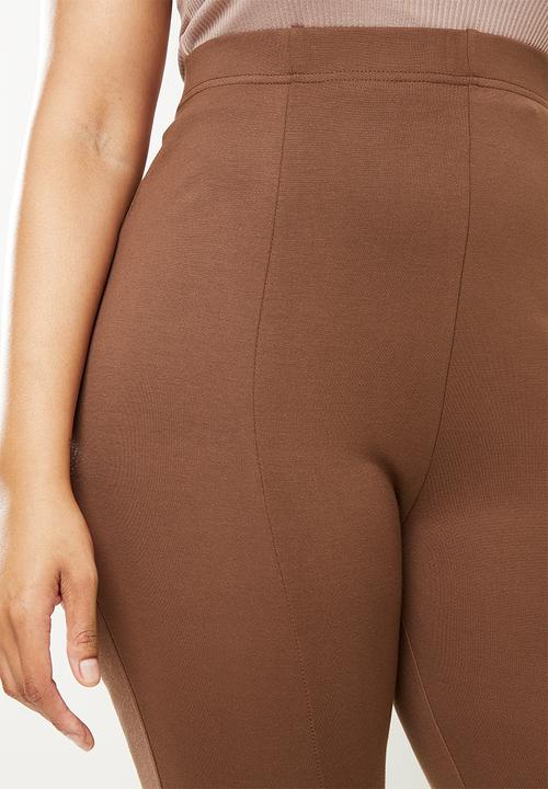 Cotton On - Curve zip front ponte legging - chocolate brown