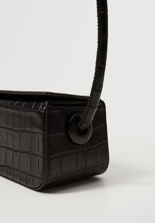 MANGO - Rectangular croc-effect bag - black
