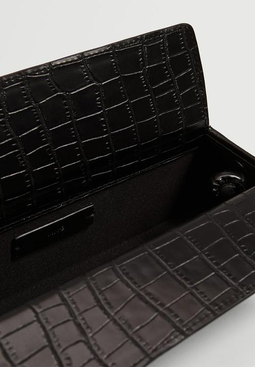 MANGO - Rectangular croc-effect bag - black