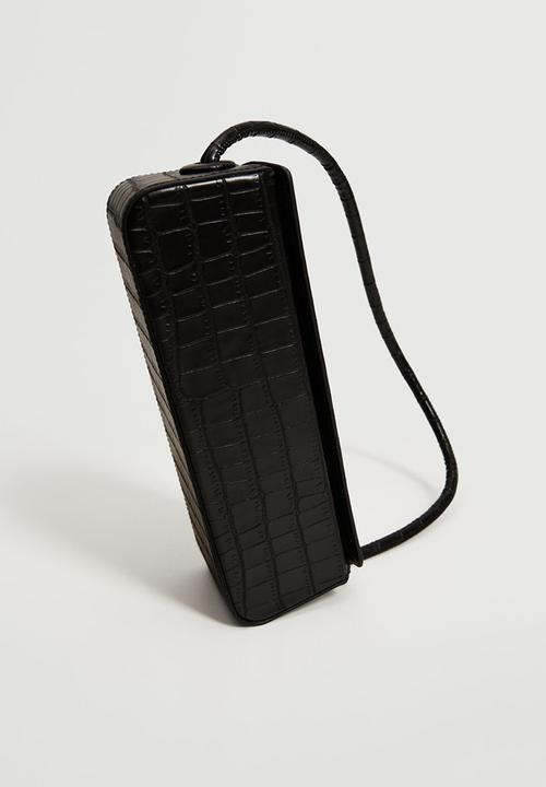 MANGO - Rectangular croc-effect bag - black