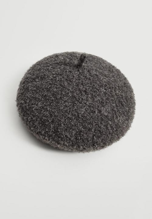 MANGO - Faux-fur beret - light heather grey