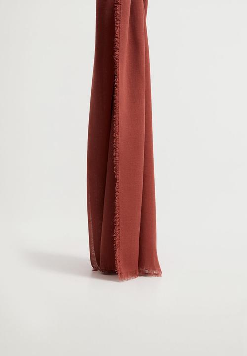 MANGO - Frayed edge scarf - cherry