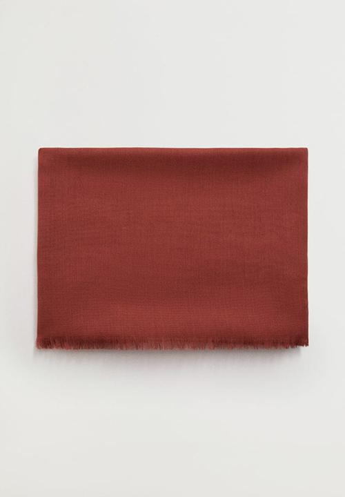 MANGO - Frayed edge scarf - cherry