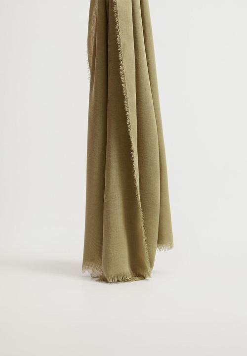 MANGO - Frayed edge scarf - pastel green
