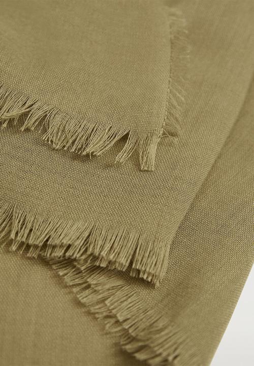 MANGO - Frayed edge scarf - pastel green