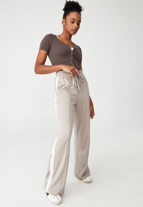 Cotton On - Side stripe wide leg track pant - oyster pink