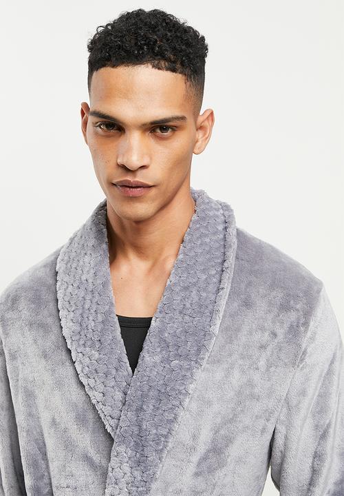 basicthread - Plush lightweight  robe - grey