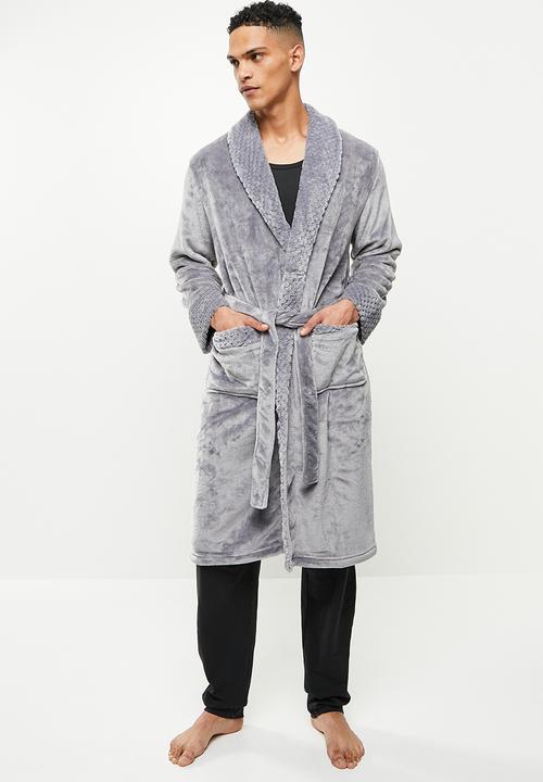 basicthread - Plush lightweight  robe - grey