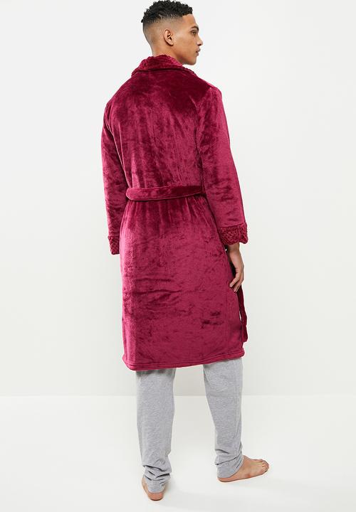 basicthread - Plush lightweight  robe - wine