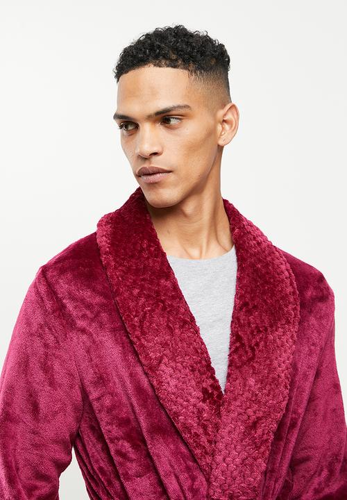 basicthread - Plush lightweight  robe - wine