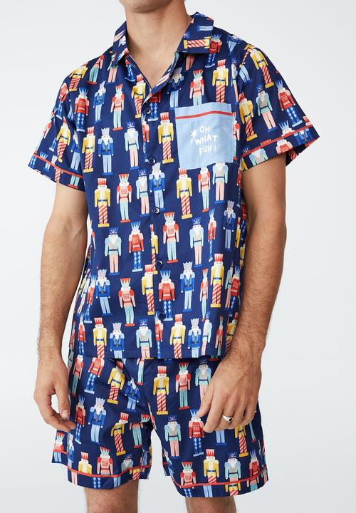 Cotton On - Carter adults unisex short sleeve pyjama set - nutcracker xmas/indigo