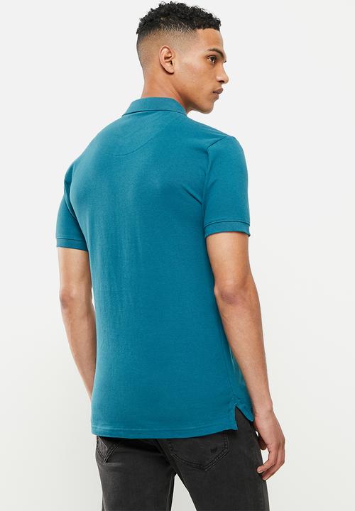 S.P.C.C - Cayenne slimline fit side slit straight hem polo - blue