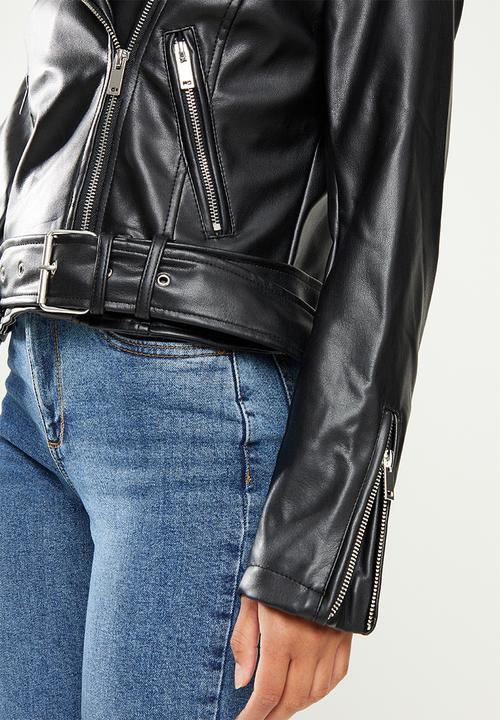 Glamorous - Petite pu biker jacket - black