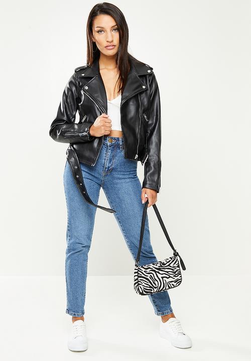Glamorous - Petite pu biker jacket - black