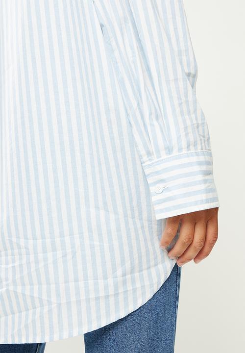 Cotton On - Petite dad shirt - hayley stripe powder blue