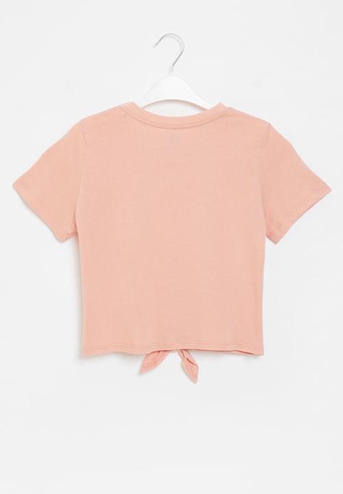 Rebel Republic - Printed front knot tee - dusty pink