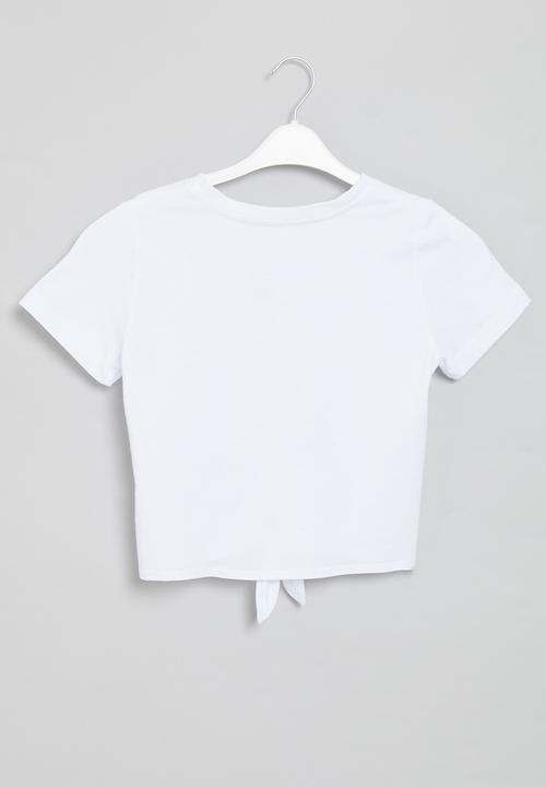Rebel Republic - Printed front knot tee - white