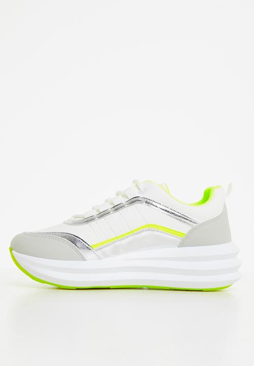 Tom Tom - Panel-mix sneaker - white/lumo yellow