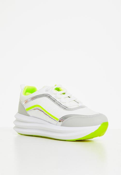 Tom Tom - Panel-mix sneaker - white/lumo yellow