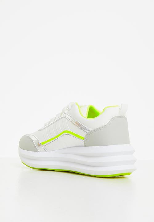 Tom Tom - Panel-mix sneaker - white/lumo yellow