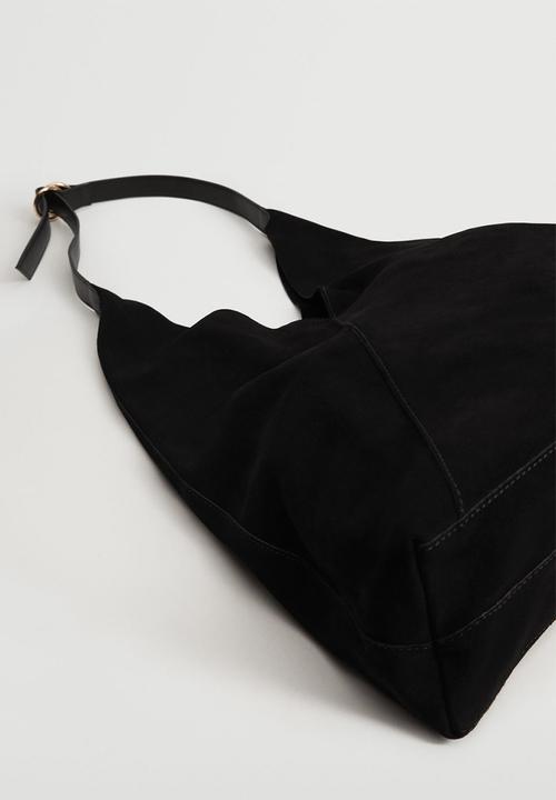 MANGO - Leather bucket bag - black
