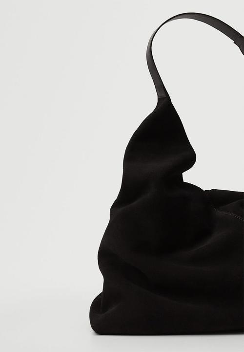 MANGO - Leather bucket bag - black